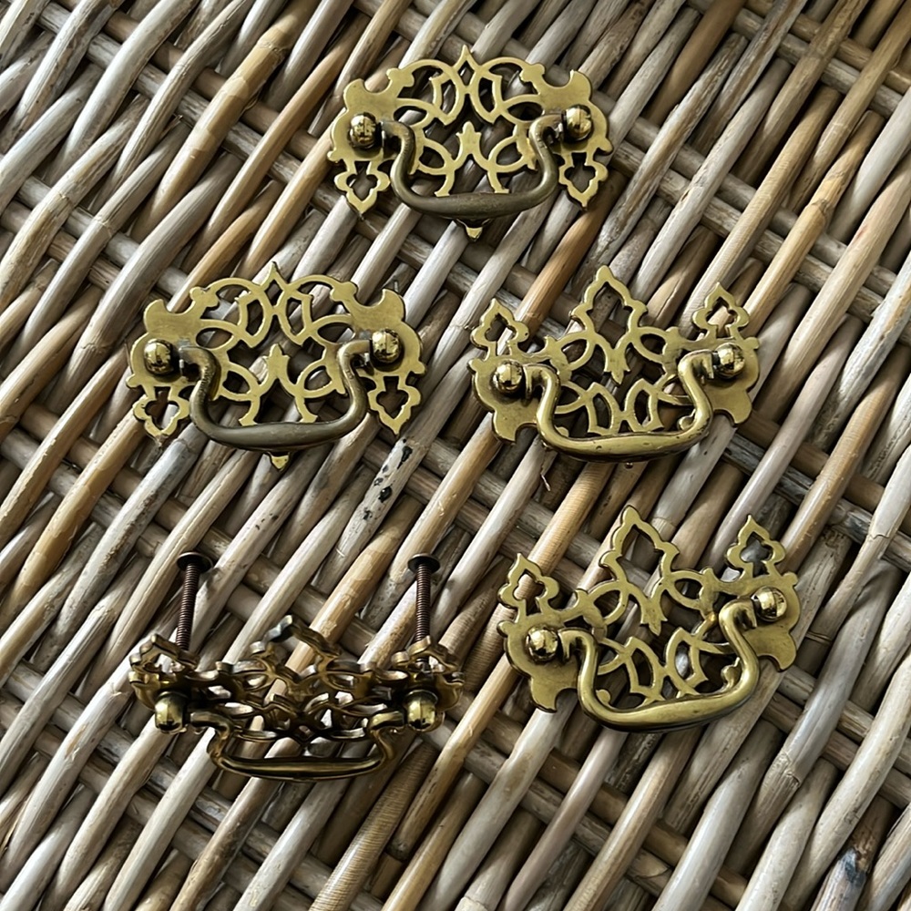 Vintage metal drawer pulls hardware  2 1/2 inch on center holes required
